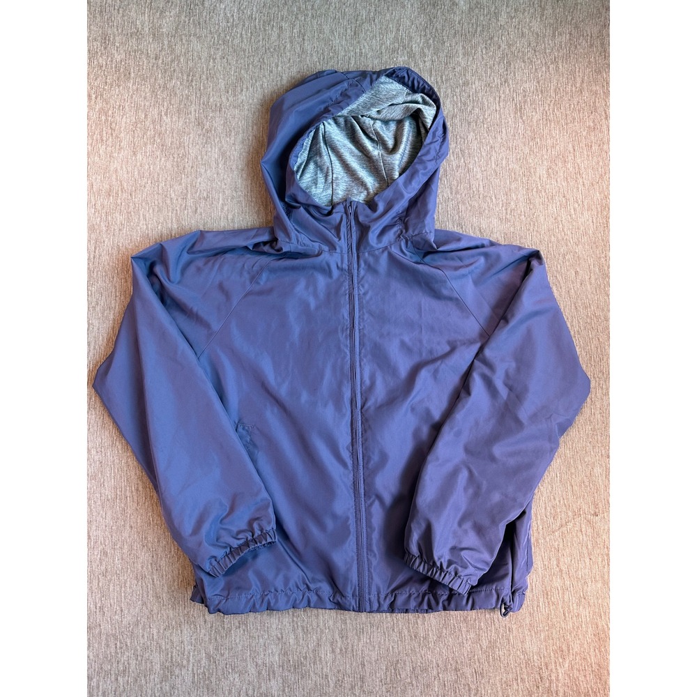 Uniqlo Women Blue Hooded Windbreaker Jacket Full Zip Lined Activewear Small